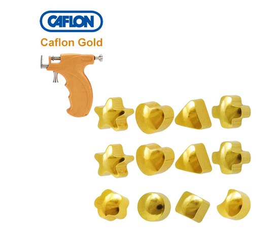 Серьги для прокола Формы ассорти позолота Caflon Gold Mix Shapes Gold, 12 пар