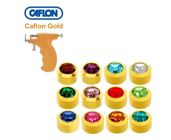 Caflon Gold Mix Bezel Set Сережки для проколу вух асорті (позолота), 12 пар, фото  Caflon Gold Mix Bezel Set Сережки для проколу вух асорті (позолота), 12 пар, фото