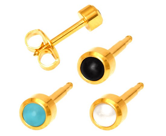 Caflon Gold Bezel Set Stones Сережки для проколу вух перли (позолота), 12 пар, фото _ab__is.image_number.default Caflon Gold Bezel Set Stones Сережки для проколу вух перли (позолота), 12 пар, фото _ab__is.image_number.default