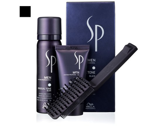 Набор для ухода и камуфлирования седины Чёрный и Коричневый Wella SP Men Gradual Tone Black & Brown, изображение 2