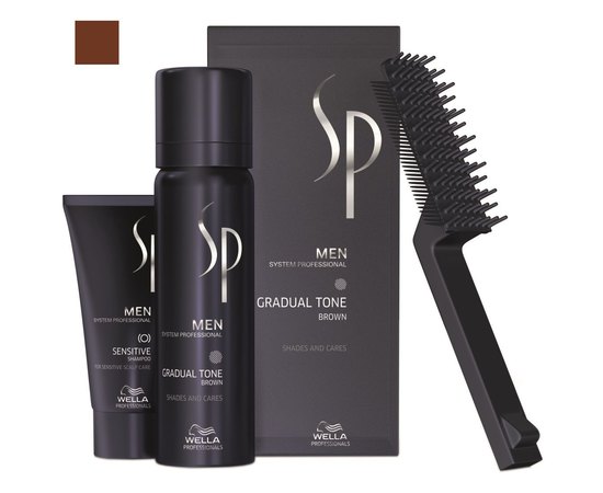 Набор для ухода и камуфлирования седины Чёрный и Коричневый Wella SP Men Gradual Tone Black & Brown, изображение 3