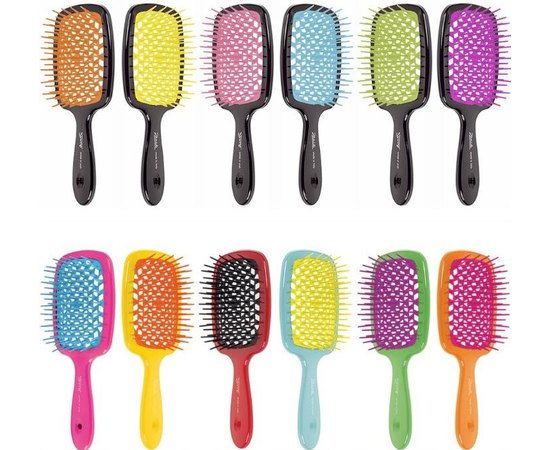 Janeke Color Line Hairbrush With Soft Moulded Tips Щітка для волосся кольорова лінія, фото 