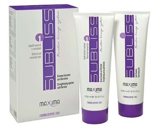 Maxima Subliss Keratin Lissage Professional Kit №1 (Straightening Serum + Neutralising Milk) Набір "Кератиновое випрямлення волосся" (гель + молочко), 250 мл + 250 мл, фото 