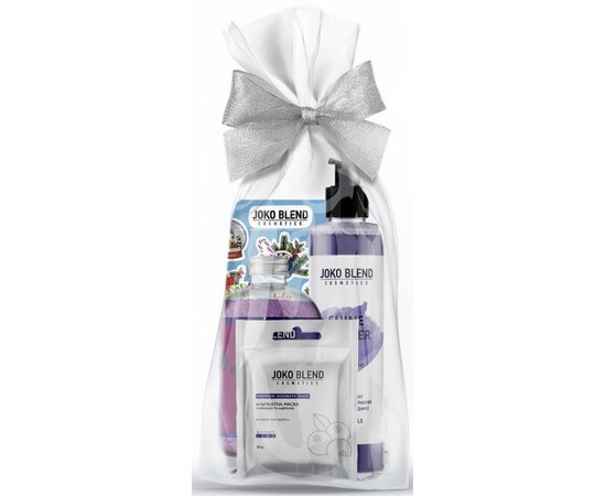 Joko Blend Purple Space Set Подарунковий набір (пудра для ванни, маска для обличчя, гель для душу, стікери), 200 г + 20 г + 260 мл + 1 шт, фото 