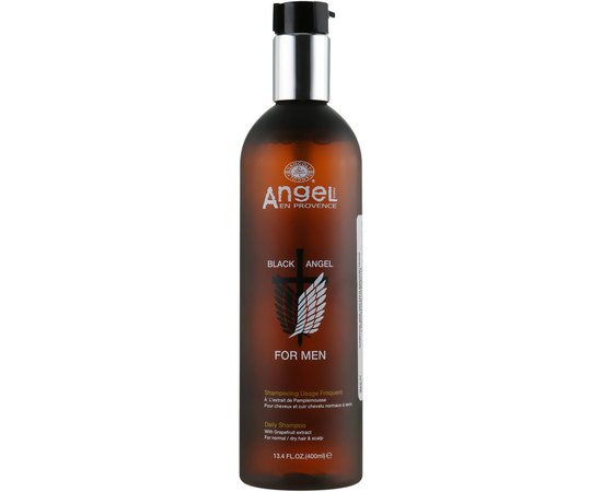 Angel Professional Black Angel Daily Shampoo Чоловічий шампунь для щоденного використання з екстрактом грейпфрута, 400 мл, фото 