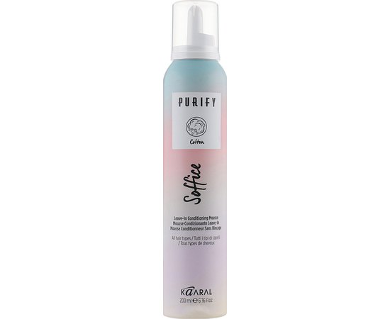 Мусс интенсивно восстанавливающий для волос Kaaral Purify Soffice Leave-in Conditioning Mousse, 200 ml, изображение 3