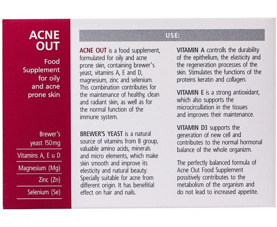 Biotrade Acne Out Food Supplement Пищевая добавка, 30 капсул, изображение 3