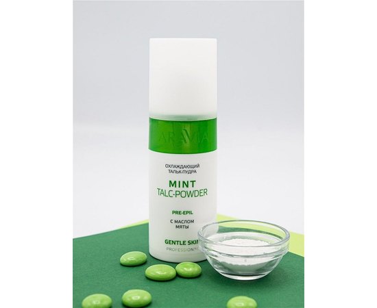 Охлаждающий тальк-пудра с маслом мяты Aravia Professional Mint Talc-Powder, 150 ml, изображение 6