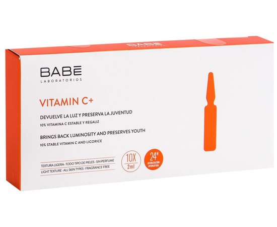 Ампулы-концентрат для депигментации с антиоксидантным эффектом Babe Laboratorios Ampule Solution-Vitamin C+, изображение 2
