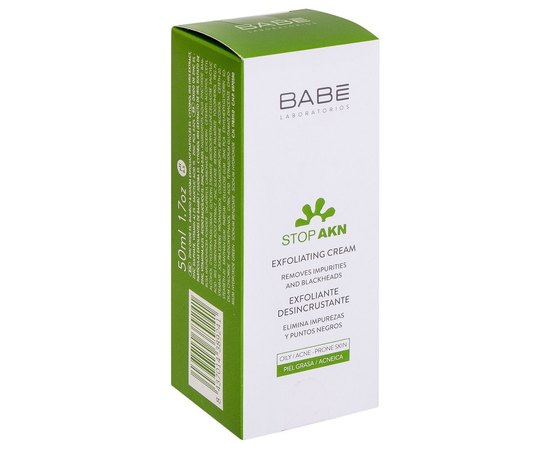 Крем очищающий отшелушивающий с эффектом пилинга Babe Laboratorios Stop AKN Exfoliating Cream, 50 ml, изображение 3