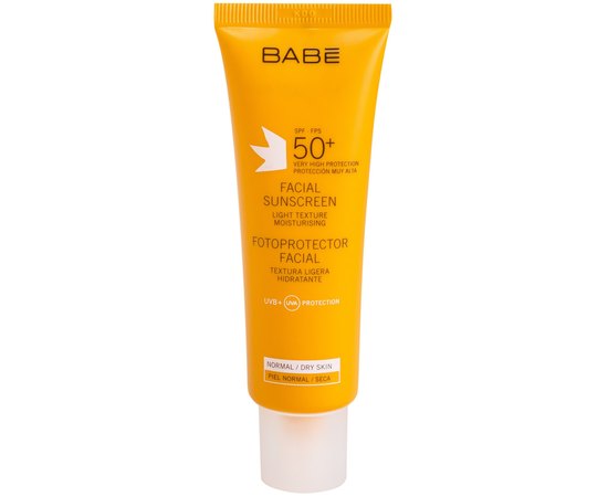 Солнцезащитный крем для лица для сухой кожи SPF 50 Babe Laboratorios Facial Sunscreen, 50 ml