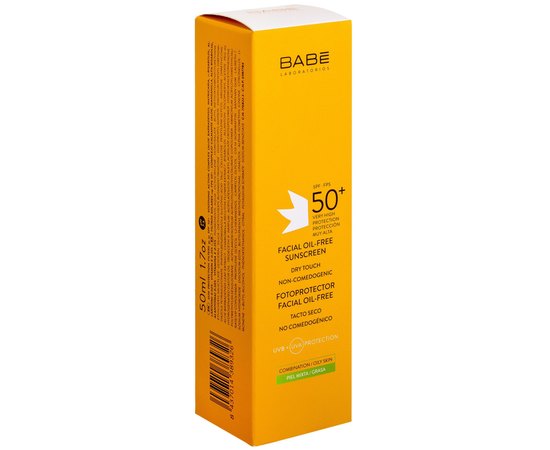 Babe Laboratorios Facial Oil-free Sunscreen SPF50 Сонцезахисний крем для жирної шкіри обличчя, 50 мл, фото _ab__is.image_number.default