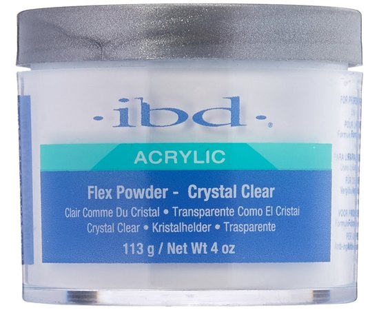 Акриловая пудра прозрачная IBD Crystal Clear Flex Polymer Powder, 113 g