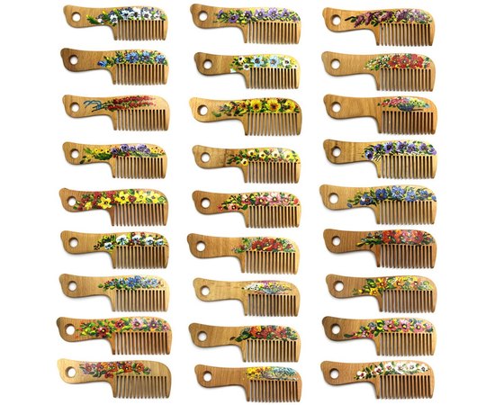 Гребень для волос деревянный художественная роспись SPL 1559, изображение 2