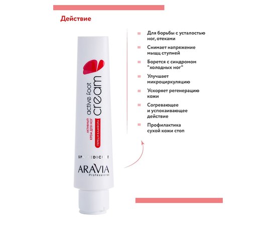 Активный крем для ног с камфорой и перцем Aravia Professional Active Foot Cream, 100 ml, изображение 4