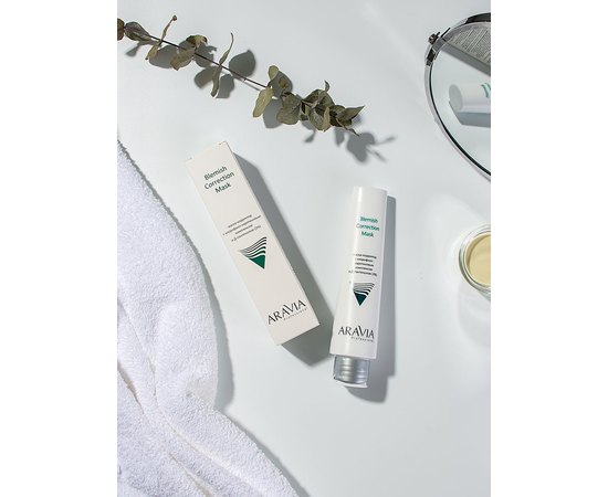 Маска-коректор проти недосконалостей з хлорофіл-комплексом каротину і Д-пантенолом 3% Aravia Professional Blemish Correction Mask, 100 ml, фото _ab__is.image_number.default