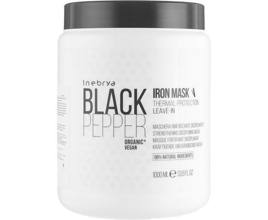 Укрепляющая несмываемая маска для непослушных волос Inebrya Black Pepper Iron Mask, изображение 2 Укрепляющая несмываемая маска для непослушных волос Inebrya Black Pepper Iron Mask, изображение 2