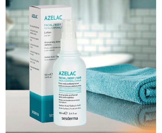 Sesderma Azelac Face Scalp and Body Lotion Лосьон для обличчя і тіла при розацеа, демодексі, акнe, 100 мл, фото _ab__is.image_number.default