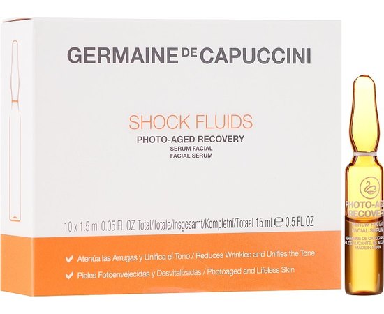 Сыворотка для восстановления и борьбы с фотостарением Germaine de Capuccini Options Shock Fluids Photo-Aged Recovery, 10x1,5 ml, изображение 2