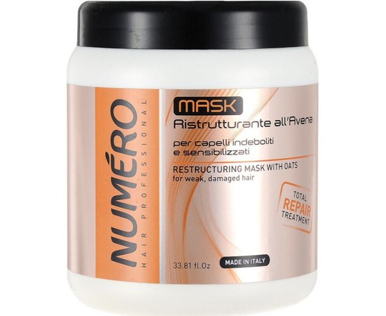 Восстанавливающая маска для волос с экстрактом овса Brelil Numero Total Repair.
