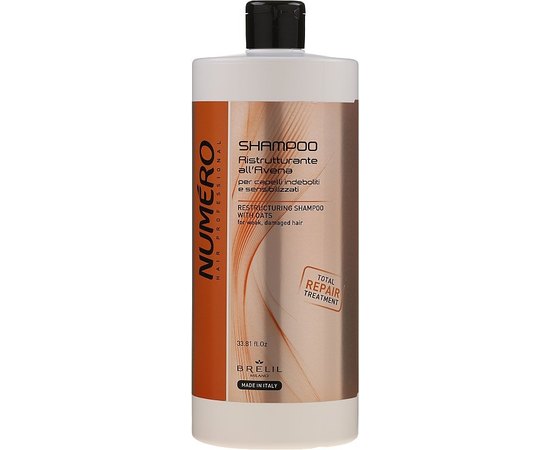 Шампунь восстанавливающий с овсом Brelil Numero Restructuring Oats.