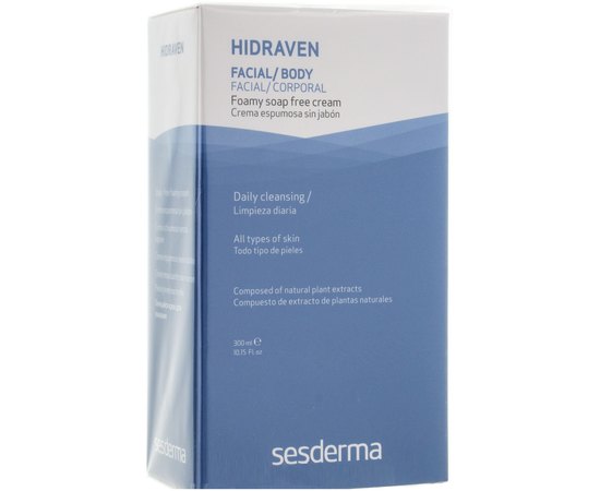 Пенящийся гель для умывания лица и тела Sesderma Hidraven Foamy Soapless Cream, 300 ml, изображение 3