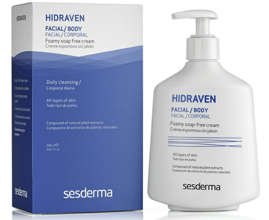 Пенящийся гель для умывания лица и тела Sesderma Hidraven Foamy Soapless Cream, 300 ml, изображение 2