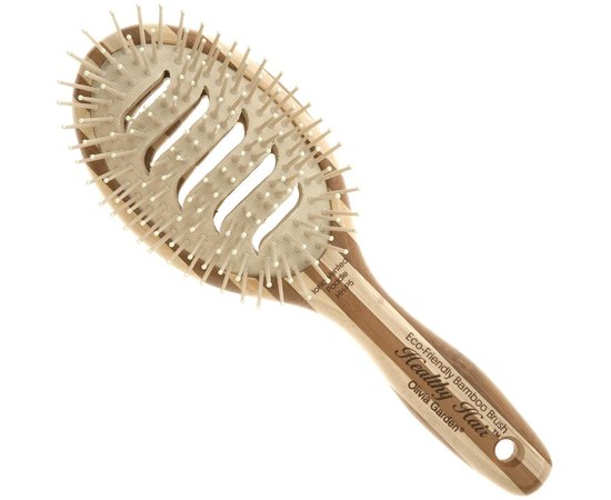 Olivia Garden Healthy Hair Vented Paddle Щітка для волосся бамбукова, фото 