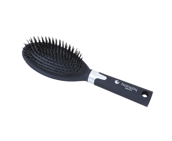 Щетка для волос с нейлоновыми зубцами овальная черная HairWay 08039, изображение 2