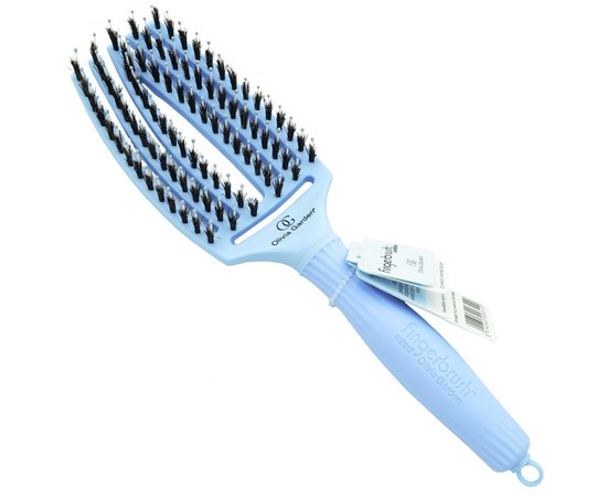 Olivia Garden Finger Brush Combo Medium PASTEL Blue Щітка для волосся синя, фото 