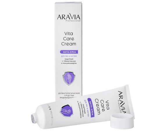 Вита-крем для рук и ногтей защитный с пребиотиками и ниацинамидом Aravia Professional Vita Care Cream, 100 ml, изображение 3