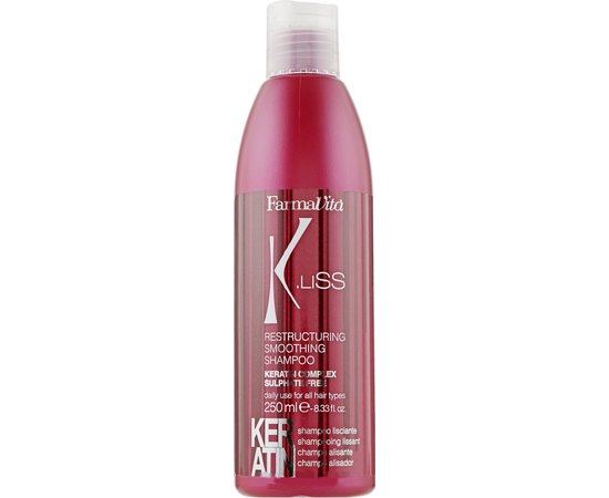 Выпрямляющий шампунь с кератином Farmavita K.Liss Restructuring Smoothing Keratin Shampoo.