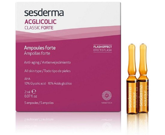 Ампулы с гликолевой кислотой сильные Sesderma Acglicolic Classic Ampoules Forte, 5x2 ml, изображение 2