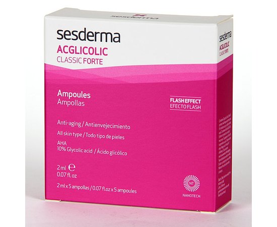 Ампулы с гликолевой кислотой сильные Sesderma Acglicolic Classic Ampoules Forte, 5x2 ml, изображение 3