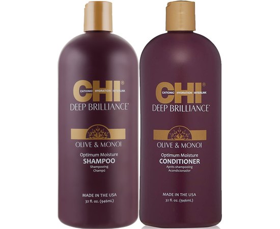 Набор для гладкости и блеска волос CHI Deep Brilliance Olive & Monoi Big Kit