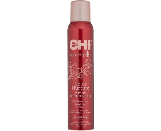 CHI Rose Hip Oil Color Nurture Dry UV Protecting Oil Сухий захисний спрей для фарбованого волосся, 150 г, фото 