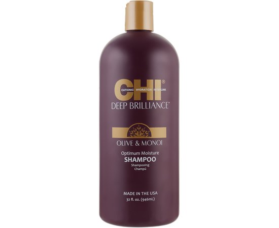 Увлажняющий шампунь для волос CHI Deep Brilliance Olive & Monoi Optimum Moisture Shampoo, изображение 2