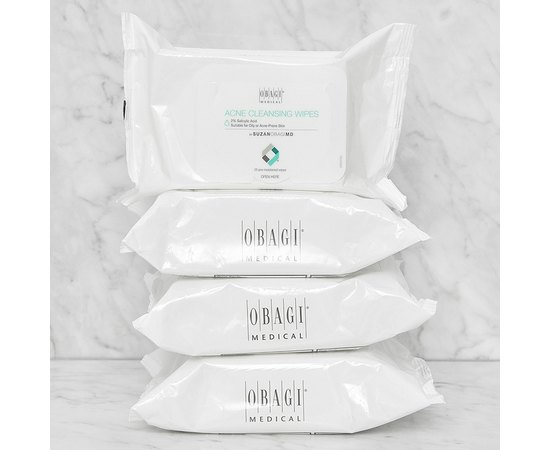 Очищающие салфетки для жирной проблемной кожи с 2% салициловой кислоты Obagi Suzan Acne Cleansing Wipes, 25 шт, изображение 4