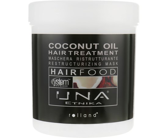Масло кокоса Маска для восстановления структуры волос Rolland UNA Hair Food Coconut Oil Restorative Conditioner, 1000 ml