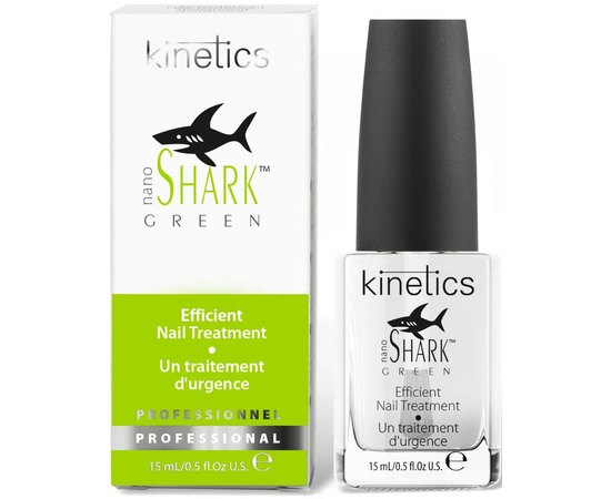 Ефективне терапевтичне для пошкоджених і слабких нігтів Kinetics Nano Green Shark, фото 