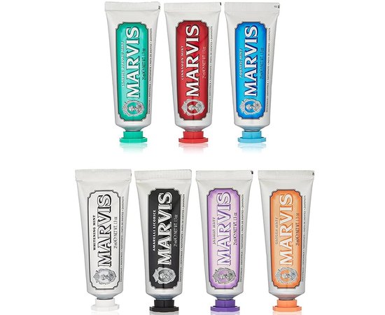 Marvis Flavour Collection Toothpaste Gift Set Набір з 7 видів різних класичних паст, 7х25 мл, фото 