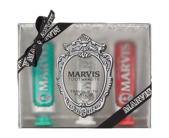 Подарочный набор с зубными пастами 3 вкусов Marvis Toothpaste Travel Flavour Trio Gift, 3x25 ml, изображение 2