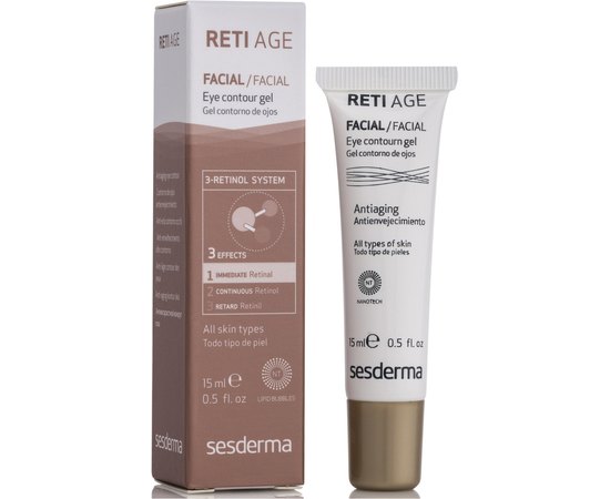 Антивозрастной гель для кожи вокруг глаз Sesderma Reti-Age Eye Contour Gel 3-Retinol System, 15 ml, изображение 3