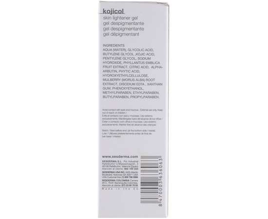 Осветляющий гель Sesderma Kojicol Skin Lightener Gel, 30 ml, изображение 6