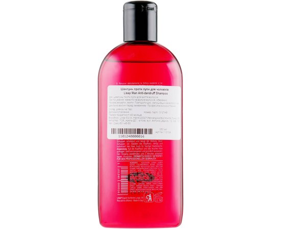 Шампунь против перхоти для мужчин Lisap Man Anti-dandruff Purifying Shampoo, 250 ml, изображение 2