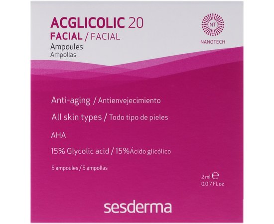 Sesderma Acglicolic 20 Anti-Aging Moisturizing Ampoules Ампули з гліколевої кислотою, 5 шт х 2 мл, фото _ab__is.image_number.default