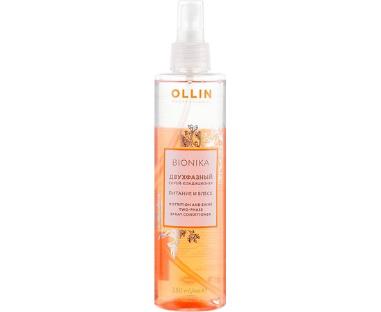 Ollin Professional Bionika Nutrition And Shine Two-Phase Spray Conditioner Двофазний спрей-кондиціонер живлення і блиск, 250 мл, фото 