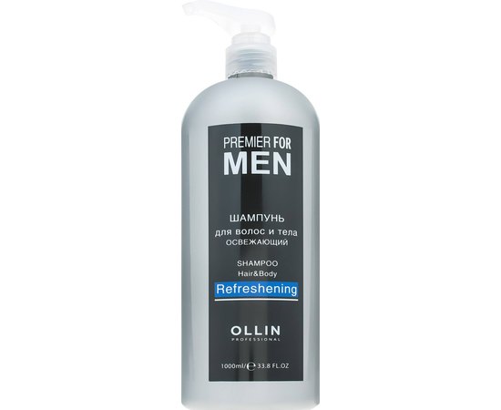 Шампунь для волос и тела освежающий Ollin Professional Premier For Men Shampoo Hair Body Refreshening, изображение 3