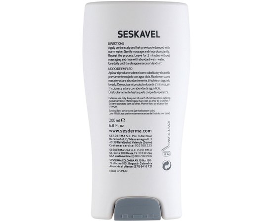 Шампунь против перхоти Sesderma Seskavel Dandruff Control Shampo, 200 ml, изображение 3