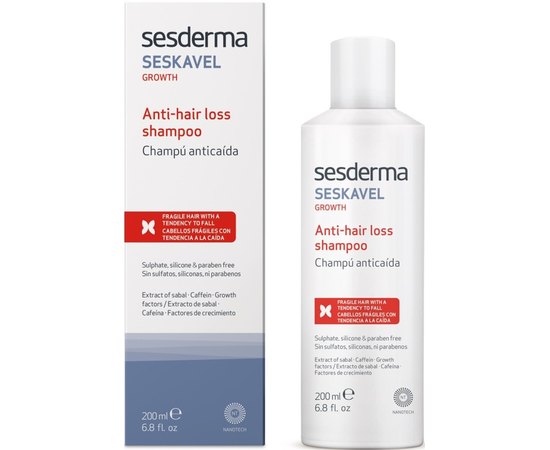 Шампунь против выпадения волос Sesderma Seskavel Anti-Hair Loss Shampoo, 200 ml, изображение 3
